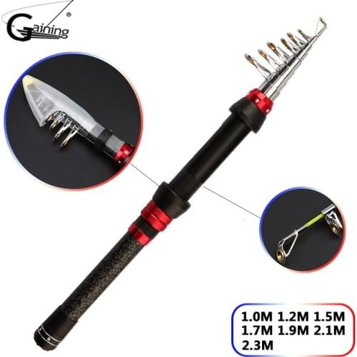 Mini Telescopic Carbon Fiber Fishing Rod 1.0m 1.2m 1.5m 1.7m 1.9m 2.1m 2.3m Spinning Telescopic Fishing Pole Fishing Rods
