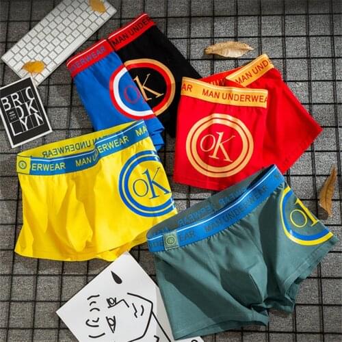 4PCS/Lot Men Boxers Male Underwear Cotton Soft Short Fashion Letters Breathable Sexy Man Panties U Convex Pouch Mens Underpants