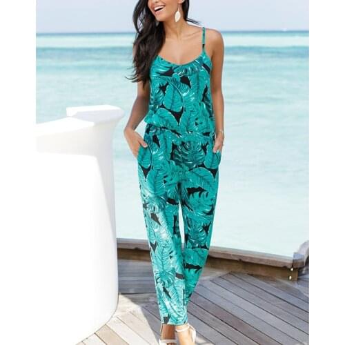 2021Solid Women Summer Spaghetti Strap Jumpsuits New Beach V Neck Rompers Female Streetwear Casual Sleeveless One Piece Overalls