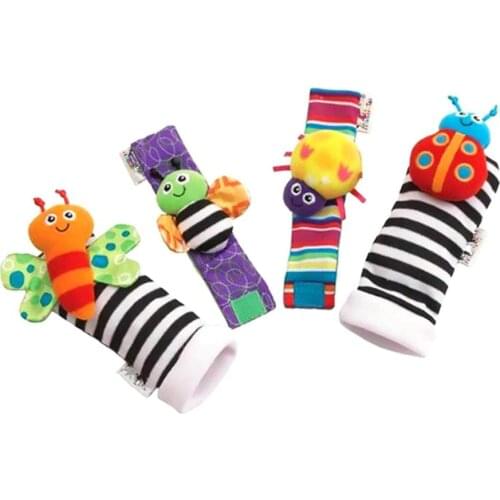 1 Pair(4pcs) Infant Baby Kids Socks Rattle Toys Wrist Rattle And Foot Socks For 0~24 Months Newborn Development Educational Toy