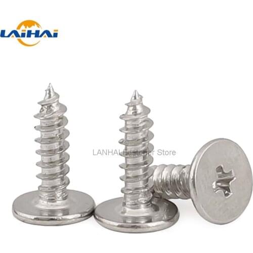 10/50pcs CM M2.6 M3 M3.5 M4 M5 M6 A2 304 Stainless Steel Cross Phillips Super Ultra Thin Flat Wafer Head Self-tapping Wood Screw