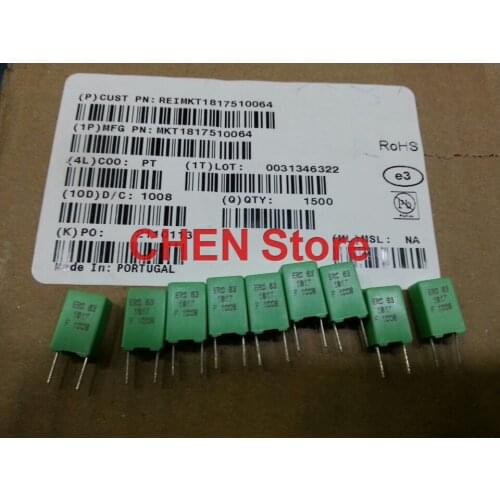 10PCS/20PCS VISHAY ERO MKT1817 1UF 63V 5% P5MM green Audio Correction Film Capacitor MKT 1817 1.0UF 63V 105 105/63V 1uF/63v