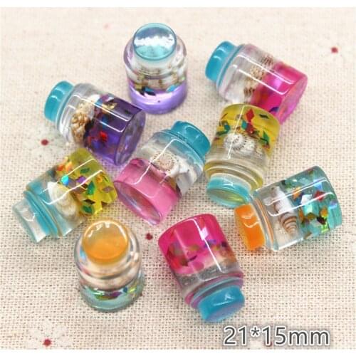 10pcs Cute New 3D Resin Drifting Bottle Miniature Art Flatback Cabochon DIY Craft Decoration,21*15mm