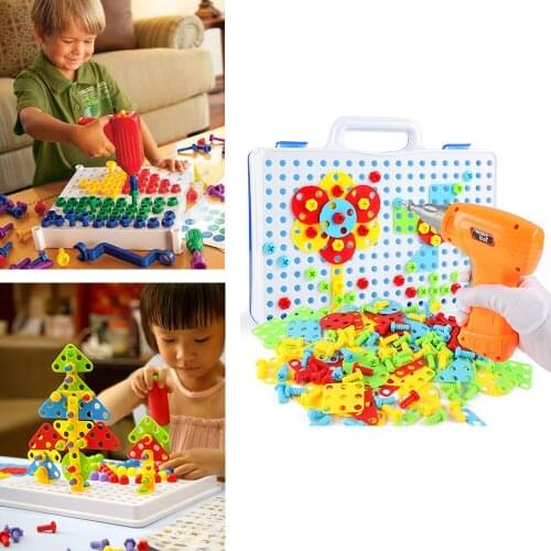 149/151/193/ Pcs Boy Childs Toy Creative Educational Toys For Children Electric Drill Assembled Screws Tool Mosaic Building Toy