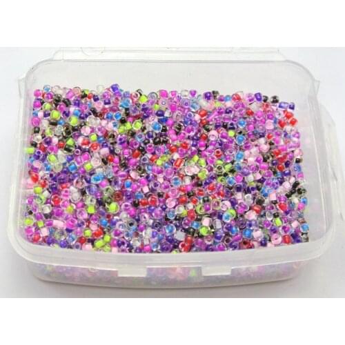 5000 Mixed lined inside Colour Glass Seed Beads 2mm (10/0) + Storage Box