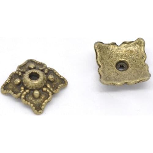 8SEASONS Antique Bronze Square Bead Caps Findings 8x8mm (Fit 14-20mm Bead),sold per packet of 100 Hot new