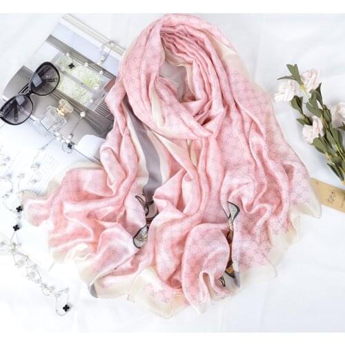 90*185CM Striped Silk Scarf Bee Satin Pashmina Summer Beach Towel Sunscreen Shawl