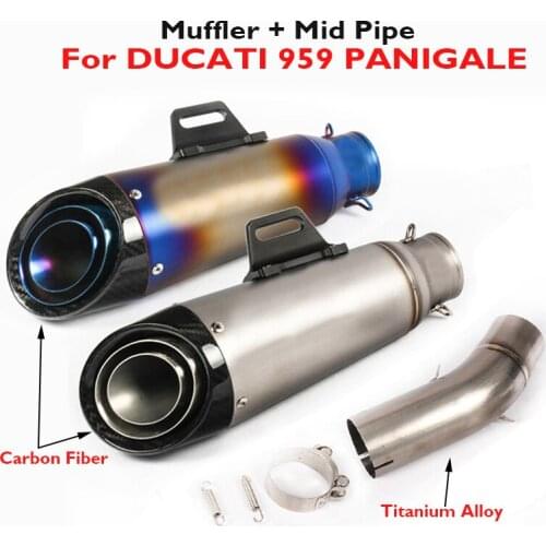 959 PANIGALE Motorcycle Exhaust Tip Pipe Slip on 60.5mm Muffler Escape Connector Middle Pipe for DUCATI 959 PANIGALE