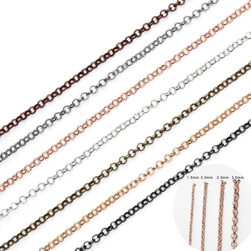 Handmade DIY Jewelry Materials 5m/Lot with Card Necklace Chains Findings Making Supplies Round Link Accessories Extender Chain