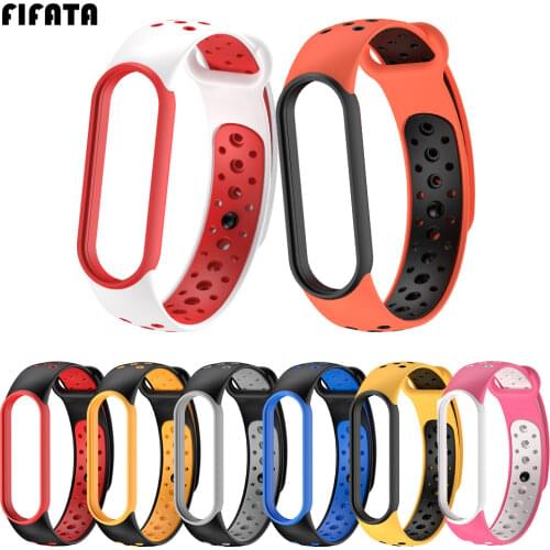 FIFATA Double Color Silicone Sport Strap For Xiaomi Mi Band 5 Smart Watch Replacement Wristband For Xiaomi Mi Band 5 Watch Strap