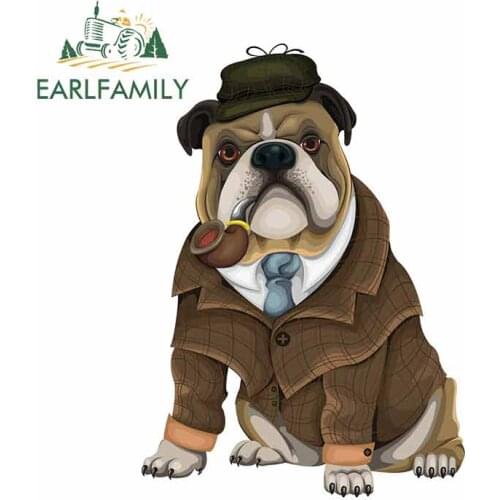 EARLFAMILY 13cm x 9.1cm Detective Bulldog Decal Funny Car Sticker Anime Graffiti Sticker Car Window Rear Windshield Decoration