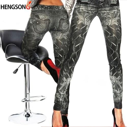 Imitation Jeans Leggins For Women Pants With Imitation Pocket Body Imitation Cowboy Slim Leggings Women Fitness Leggings
