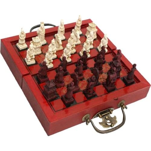 Classic Chinese Terracotta Warriors Wooden Chess Folding Chess Board Game for Adult