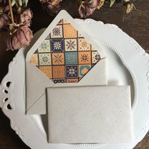 5pcs Burlap Texture Gift Envelope With Lining Retro Western Envelopes for Card, Postcard, Letter