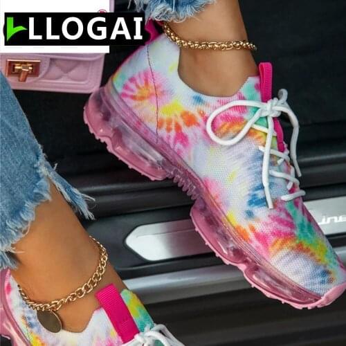 Lace-up Flat Sport Women Vulcanized Shoes Women Breathable Sneakers 2021 Autumn Color Matching Mesh Lace Up Ladies Casual Shoes