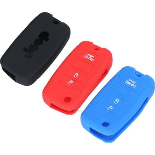 Kutery Silicone Rubber Car Key Cover Case For Jeep Renegade Folding Remote Key Shell Protecor 3Buttons Replacement