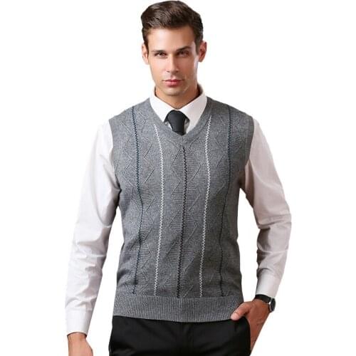 Man Cashmere Vest 2020 Autumn Fashion Striped Wool Sleeveless Sweater Pullover Slim Jumper Female Knitwear