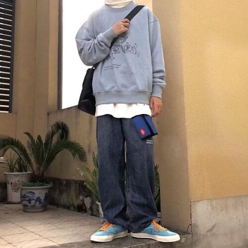 2021 new summer jeans mens loose thin section high waist slim casual straight leg pants trend