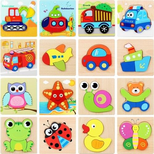 Newly Wooden Toys 3d Puzzle Baby Toys Solid Wood Baby Handheld Jigsaw Puzzles Safety Wood Wooden Toy Children Educatonal Toys