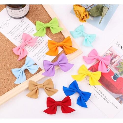 7.6*4.3 CM Korean Style Princess Bangs Hairpins Solid Color Handmade Bows Infant Hair Clips Baby Girls Headwear Party Decoration