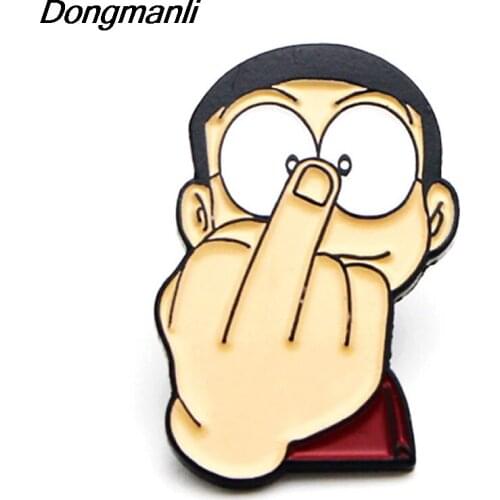 P3782 Dongmanli Cartoon Anime Funny Nobita Nobi Metal Enamel Brooches and Pins Lapel Pin Backpack Badge Collar Jewelry