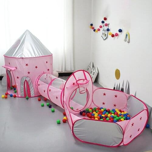 3 In 1 Childrens Tent Play Tunnel Kids Ball Pit Tents With Crawl Tunnel Child Play House Tent For Kids Game House