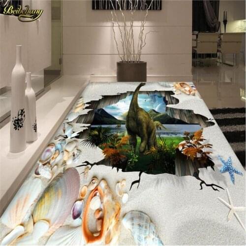 Beibehang Custom Photo 3D Floor Painting Wallpaper Original Dinosaur Outdoor 3D 3D Painting Flooring papel de parede