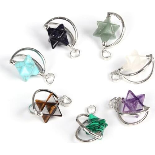 Chakra natural crystal Merkaba Rotatable charms pendant 2020 trend Reiki jewelry for women men components meditacion accesorios