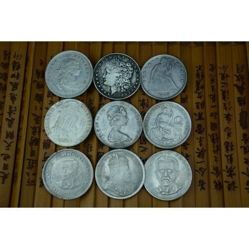 Rare Western silver coins,9 pieces/set ,#01,19th century,free shipping