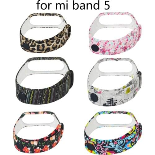 For Mi Band 5 Strap Print Silicone Wrist Strap For Xiaomi Mi Band 5 Replacemet Camouflage Wristband For Mi Band 5 Bracelet