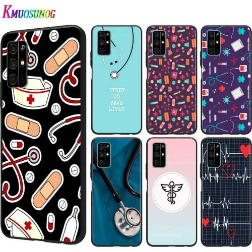Silicone Black Cover Nurse Medical Medicine for Huawei Honor 9A 9C 9S 9X Lite 10 10i 20 V20 20S 30 Pro Lite Phone Case