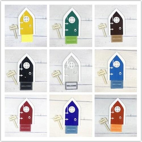 10 Colors Teeth Fairy Door with welcome mat and road sign for tree outdoor Fairy garden Fairy tale door home decor