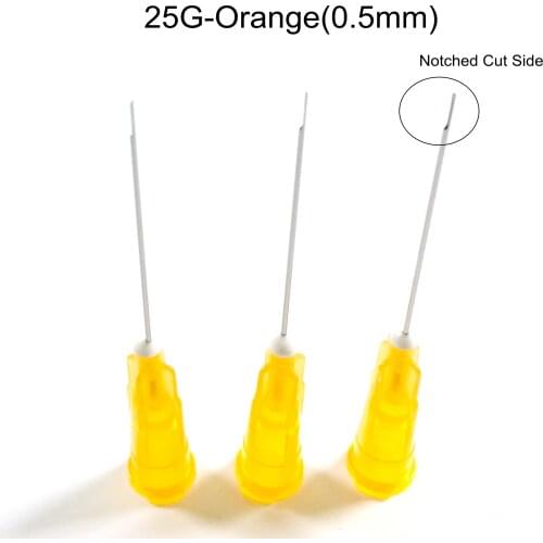 Dental Endo Irrigation Needle Disposable Syringe Tips 25GA Notched Half Cut