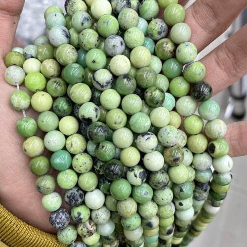 Loose Round Stone Beads 6/8/10mm Natural Green Grass Jaspers Beads For Jewelry Making DIY Strand 15'' Bracelet Gifts
