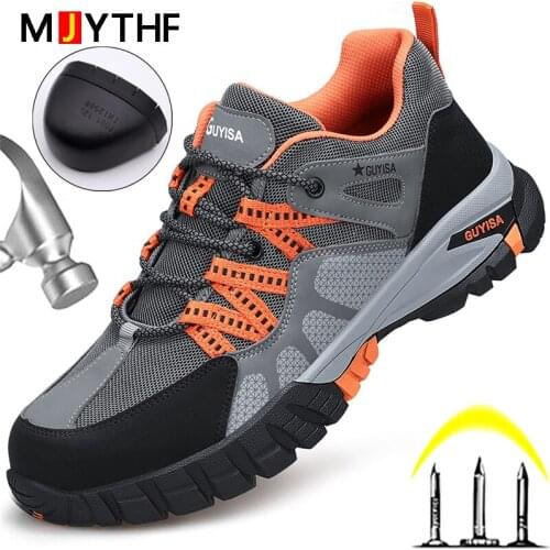 Wear-resistant Safety Shoes Men Work Sneakers Indestructible Work Boots Anti-smash Steel Toe Shoes Industrial Safety Footwear