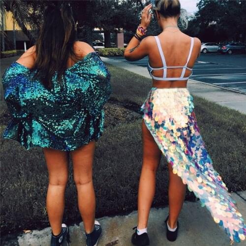 2019 Shiny Big Sequins Skirt Women Sexy Bandage Belly Dance Hip Scarf Latin Dance Skirts Stage Performance Costumes Dance Wear
