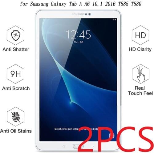 2PCS Tempered Glass For SM-T580 Screen Protector for Samsung Galaxy Tab A A6 10.1" 2016 SM-T585 Protective Glass Film Cover