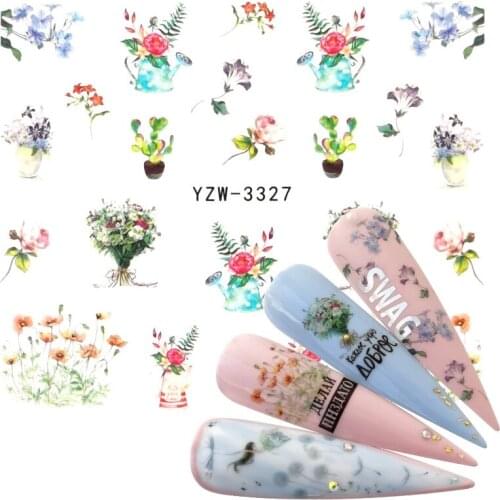 1 Sheet Fresh Flower Series Water Decal Colorful Blooming Flower Lavender Nail Art Transfer Sticker for Nail Art Decoration
