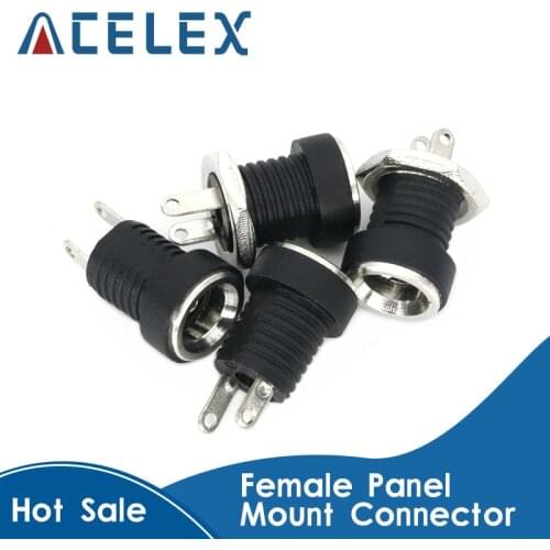 10Pcs 3A 12v For DC Power Supply Jack Socket Female Panel Mount Connector 5.5mm 2.1mm Plug Adapter 2 Terminal Types 5.5*2.1