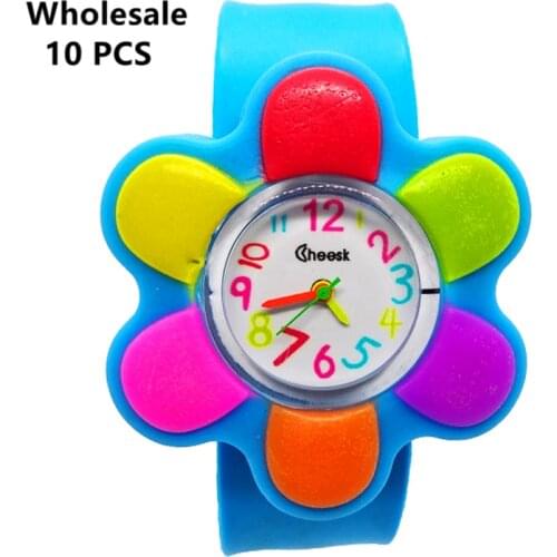 Wholesale 10 Pcs) Flowers Fashion Brand Quartz Watch Children Girl boy Crystal Wrist Watches Kids Student Sports Clock Relogio