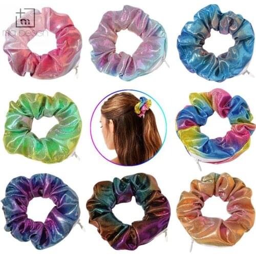 2020 Glitter Lady Hair Scrunchies Ring Elastic Hair Bands Pure Color Bobble Sports Dance Soft Charming Scrunchie Hairband