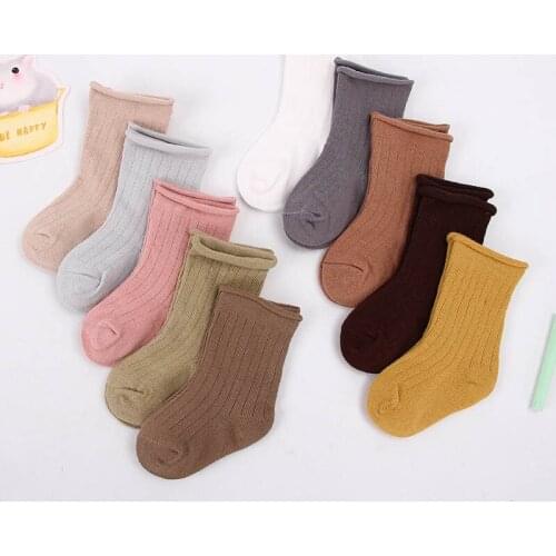 5pairs/lot 0-9 Years Baby Toddler Cotton Socks Kids Boys and Girl Spring Summer Autumn Short Newborn Ribbed Socks Solid Color
