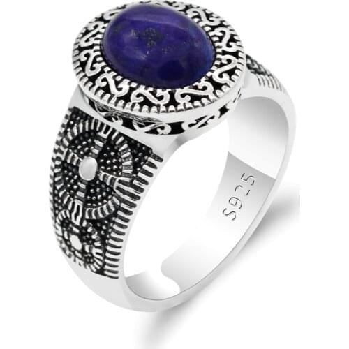925 sterling silver ring mens lapis lazuli ring spinel retro style mens fine jewelry