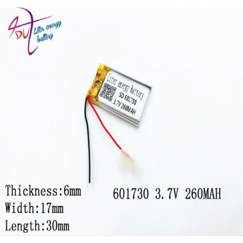 Liter energy battery 3.7V polymer lithium battery 601730 260MAH recording pen point read pen small camera toy