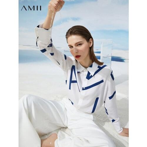 Женские рубашки в полоску Amii China At AliExpress