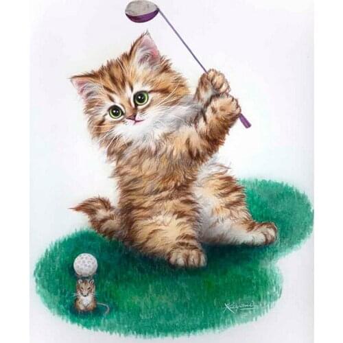 ARMYQZ 5D DIY Full Square/round Diamond Painting Animal Golf Kitten Embroidery Cross Stitch Set Mosaic Home Decor