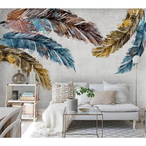Beibehang Custom wallpaper 3d Nordic simple small fresh abstract watercolor feather bedroom background wall living room обои 3d
