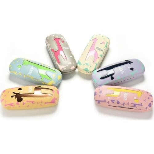 Cartoon Deer Giraffe design Sunglasses Hard leather glasses Case cute Protector Sunglasses Box eyewear cases optical accessories
