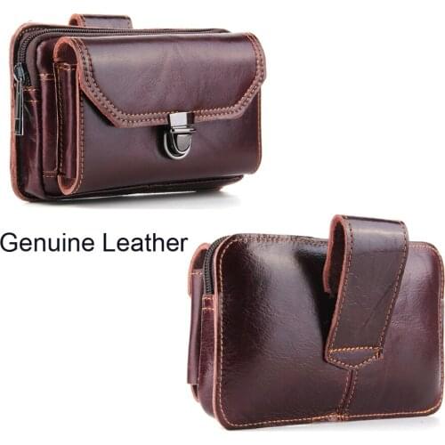 Genuine Cow Leather Belt Clip Phone Case Dual Pouch For Galaxy A10 A20 Note FE 7R J7 Pro J7 Max A5 J7 (2017)/S8 Active C7 Pro