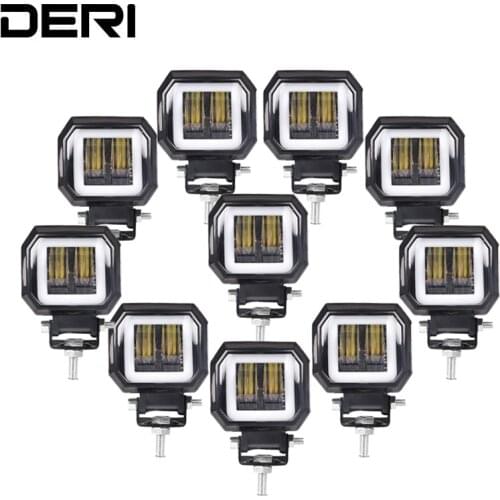 10pcs Round Angel Eyes LED work light Motorcycle Spotlights Work Light bar for Offroad Truck ATV UTV Driving Car Boat 12V 24V